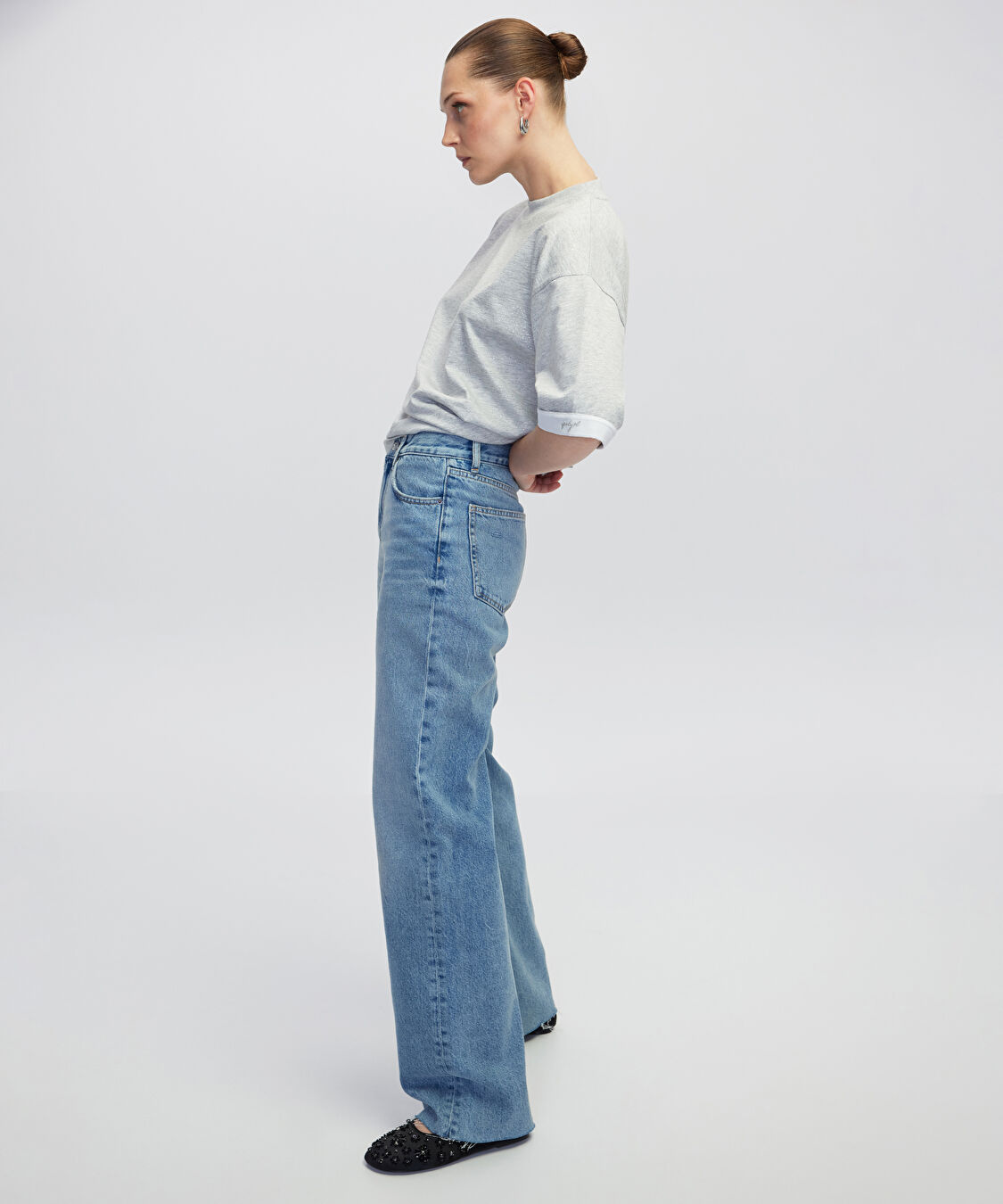 Wide leg fit jean pantolon - IW6250018015CC2 - Açık İndigo Jean Pantolon
