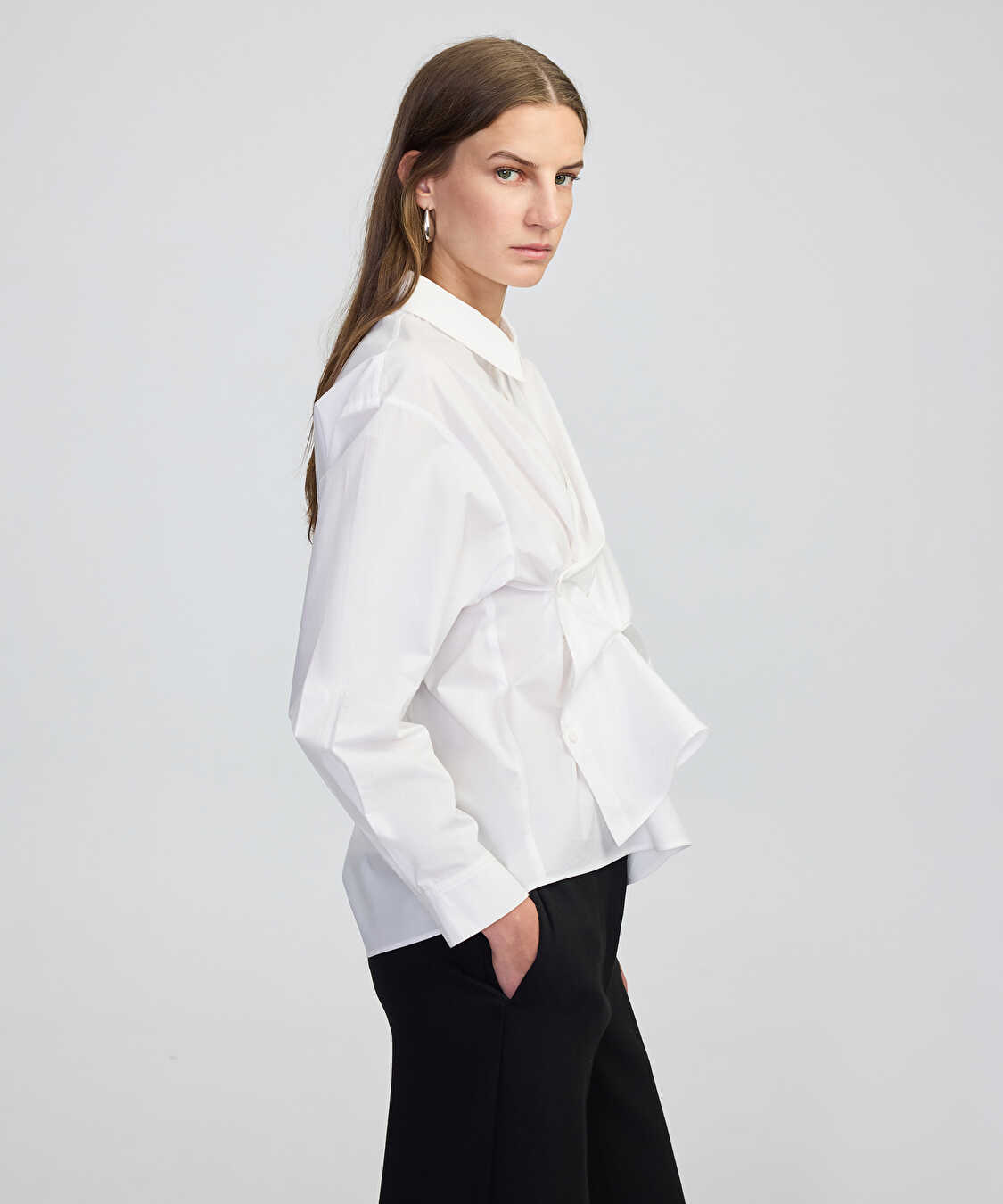 Asimetrik poplin gömlek - IW6250025124002 - Beyaz Gömlek