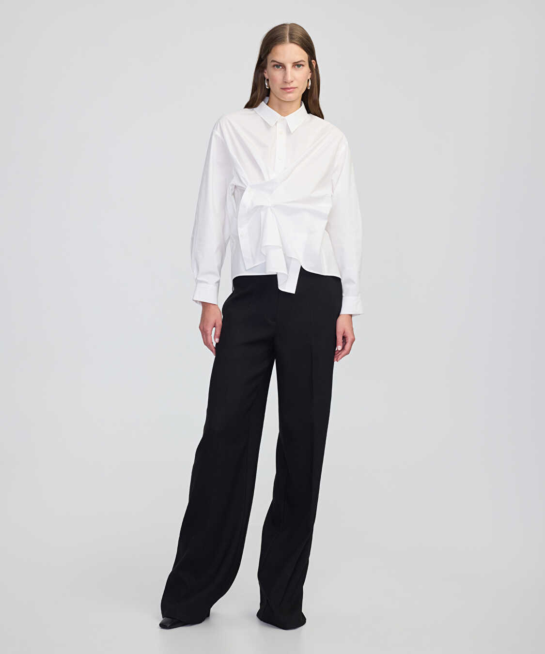 Asimetrik poplin gömlek - IW6250025124002 - Beyaz Gömlek