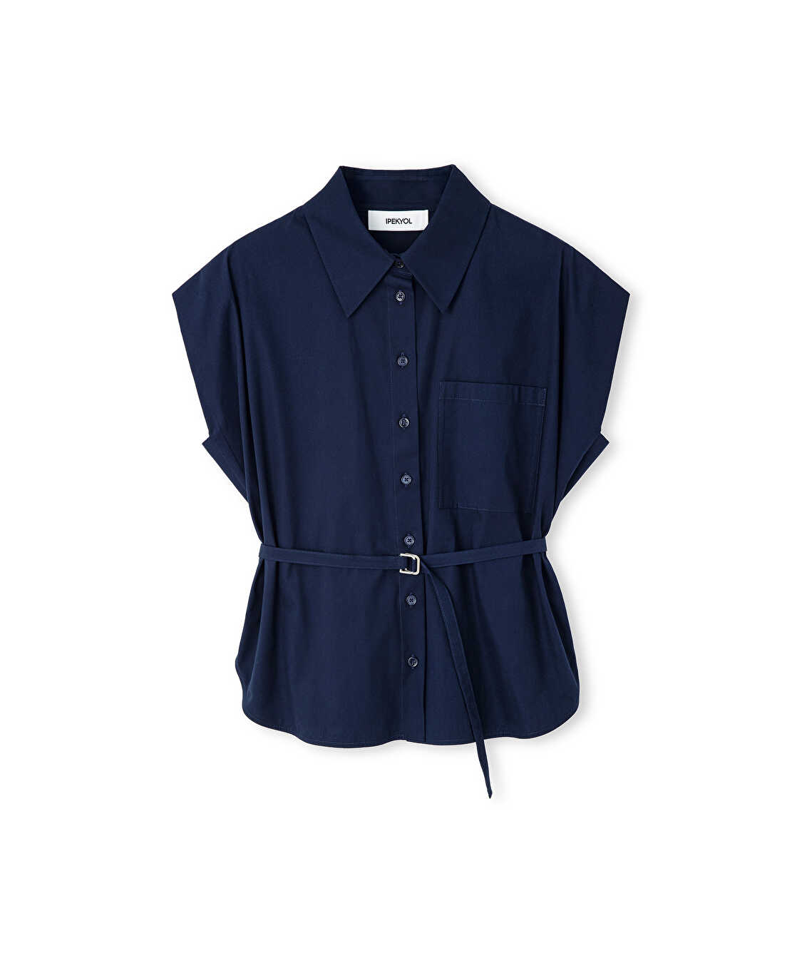 Metal tokalı poplin gömlek - IW6250025252015 - Lacivert Gömlek
