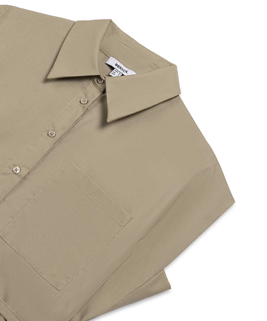 Metal tokalı poplin gömlek - IW6250025252023 - Bej Gömlek