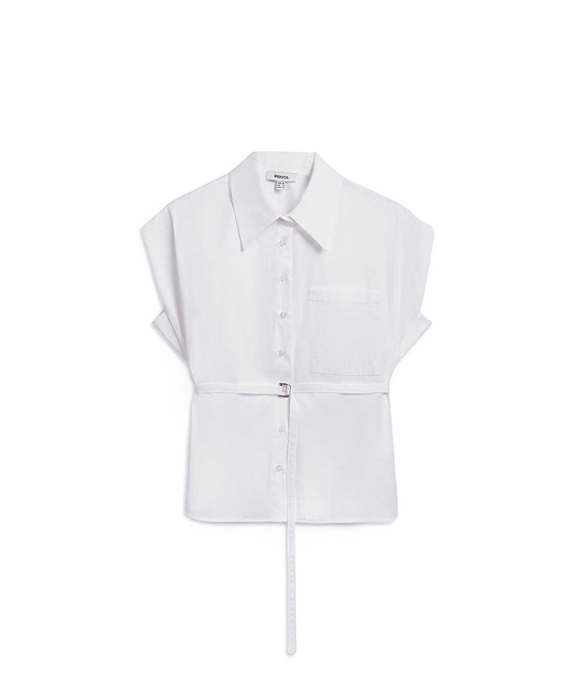 Metal tokalı poplin gömlek - IW6250025252096 - Kırık Beyaz Gömlek