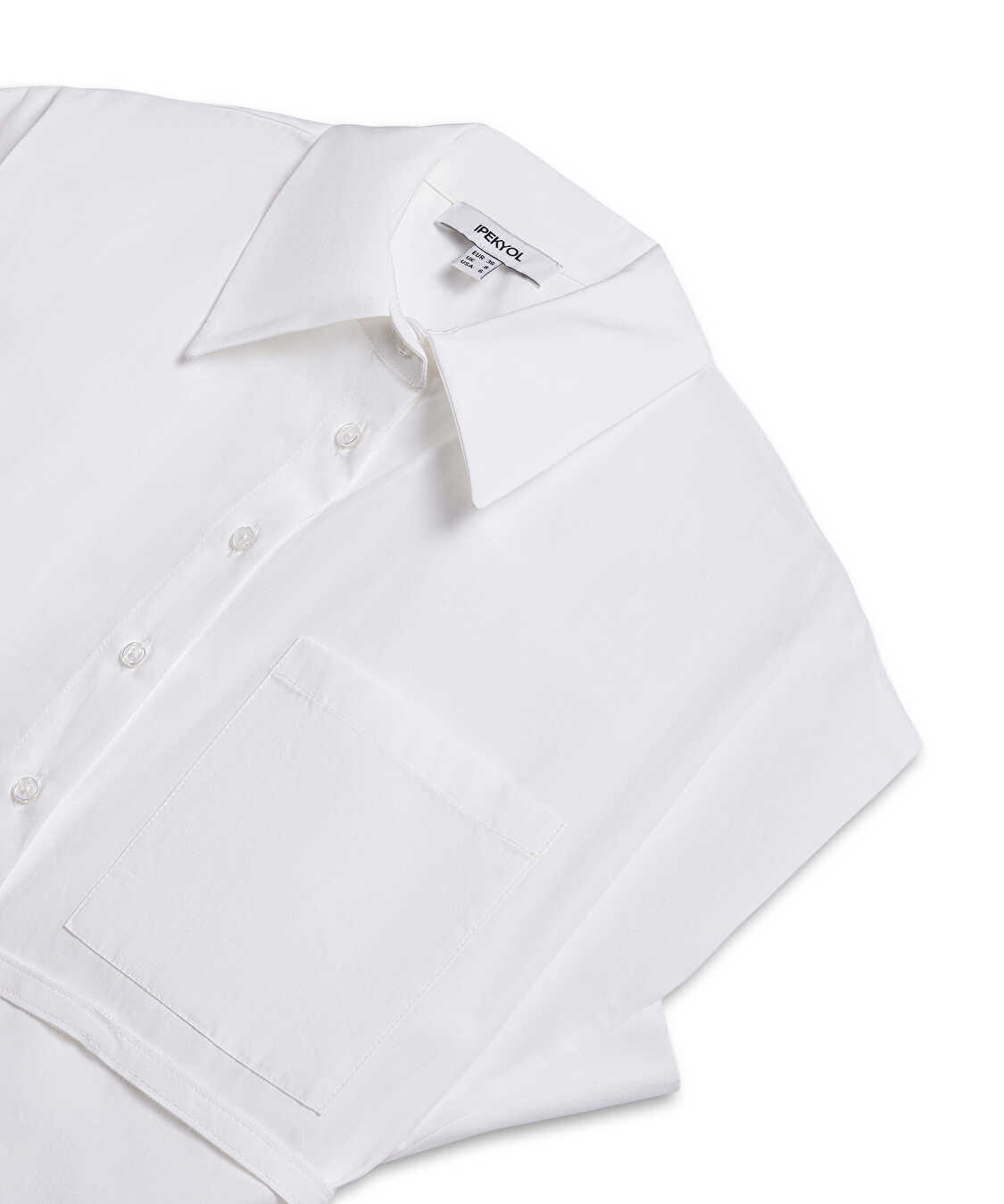 Metal tokalı poplin gömlek - IW6250025252096 - Kırık Beyaz Gömlek