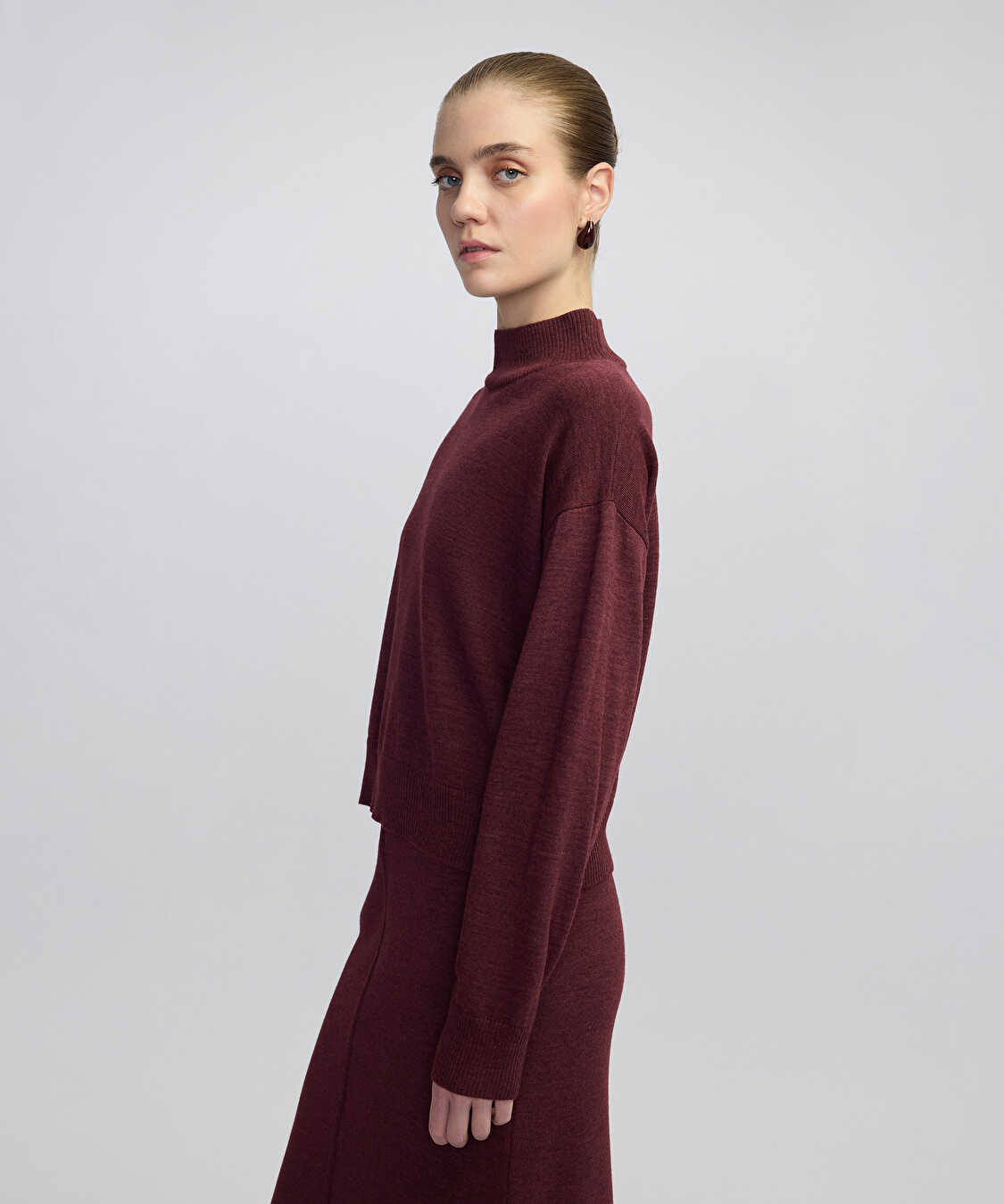 Yüksek yaka basic triko - IW6250050335035 - Bordo Triko