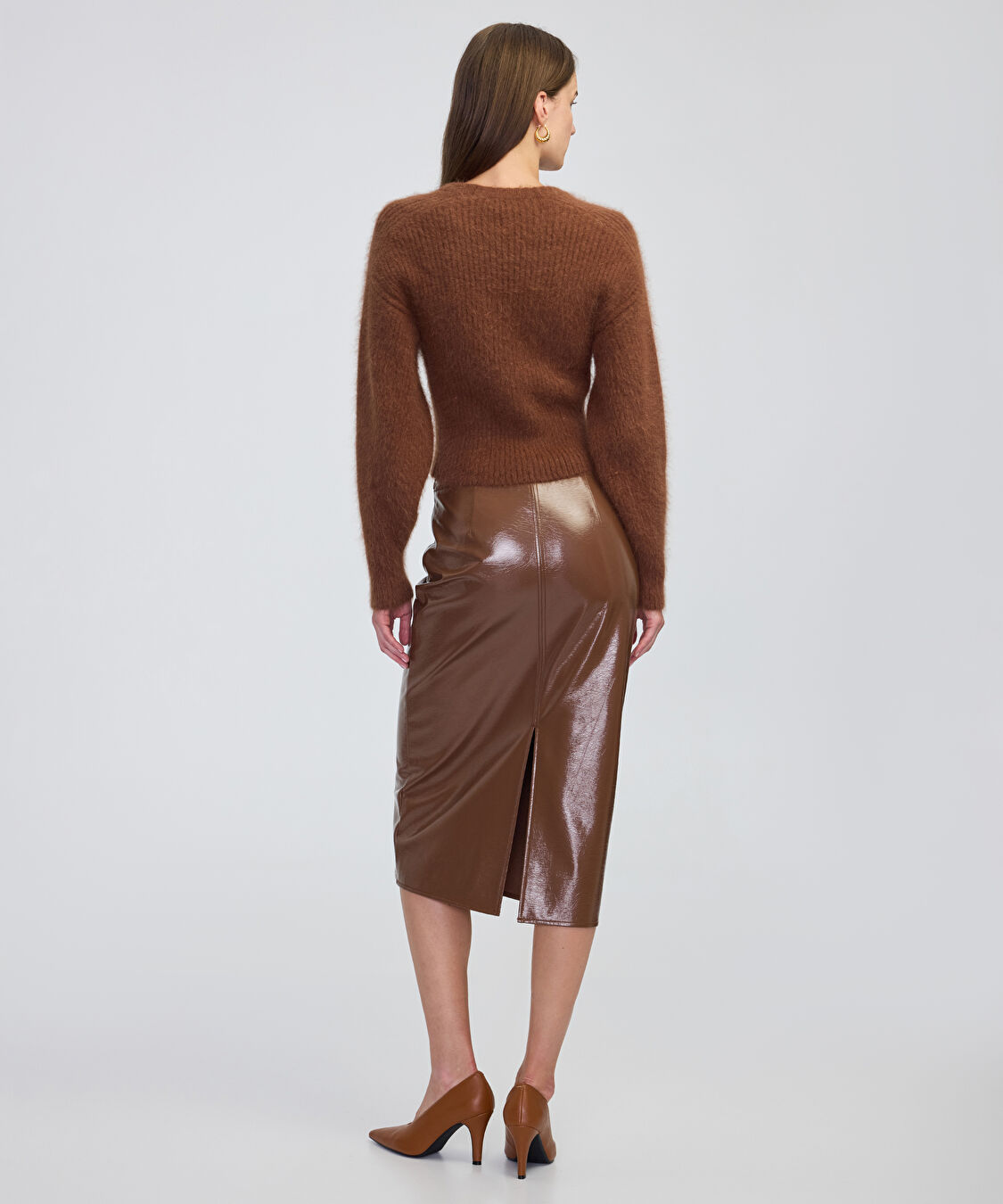 Bel vurgulu ribanalı triko - IW6250050434041 - Karamel Triko