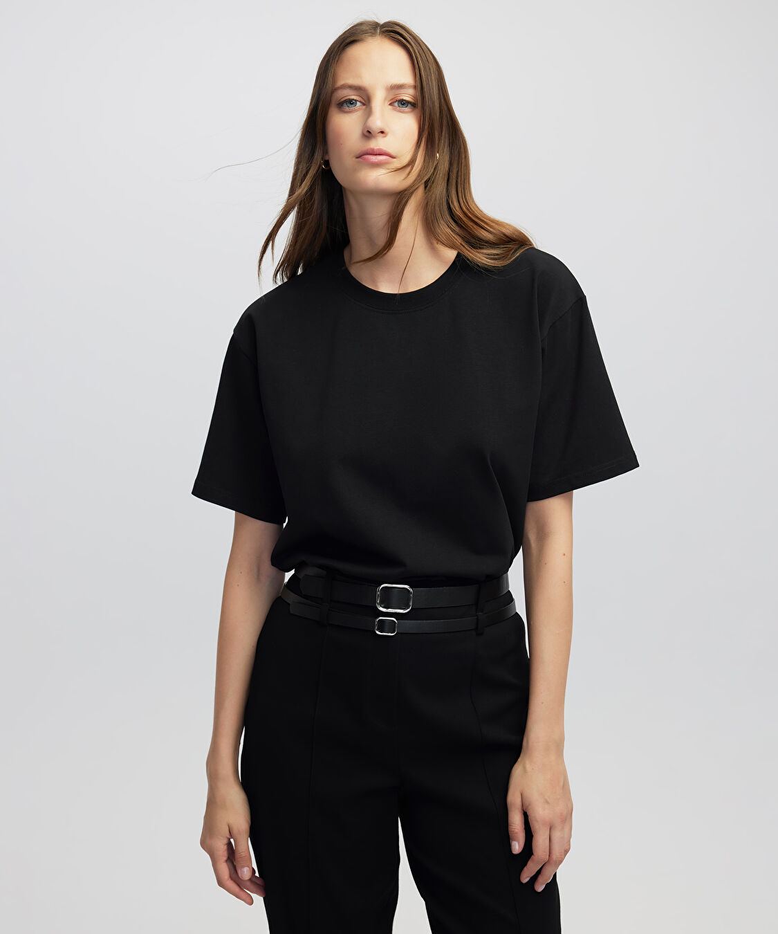 Bisiklet yaka basic tişört - IW6250070080001 - Siyah Tişört