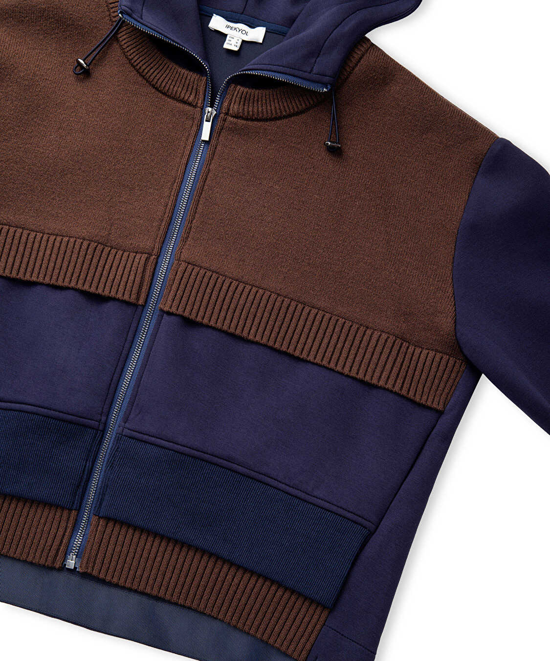 Triko mix kapüşonlu sweatshirt - IW6250091047015 - Lacivert Sweatshirt