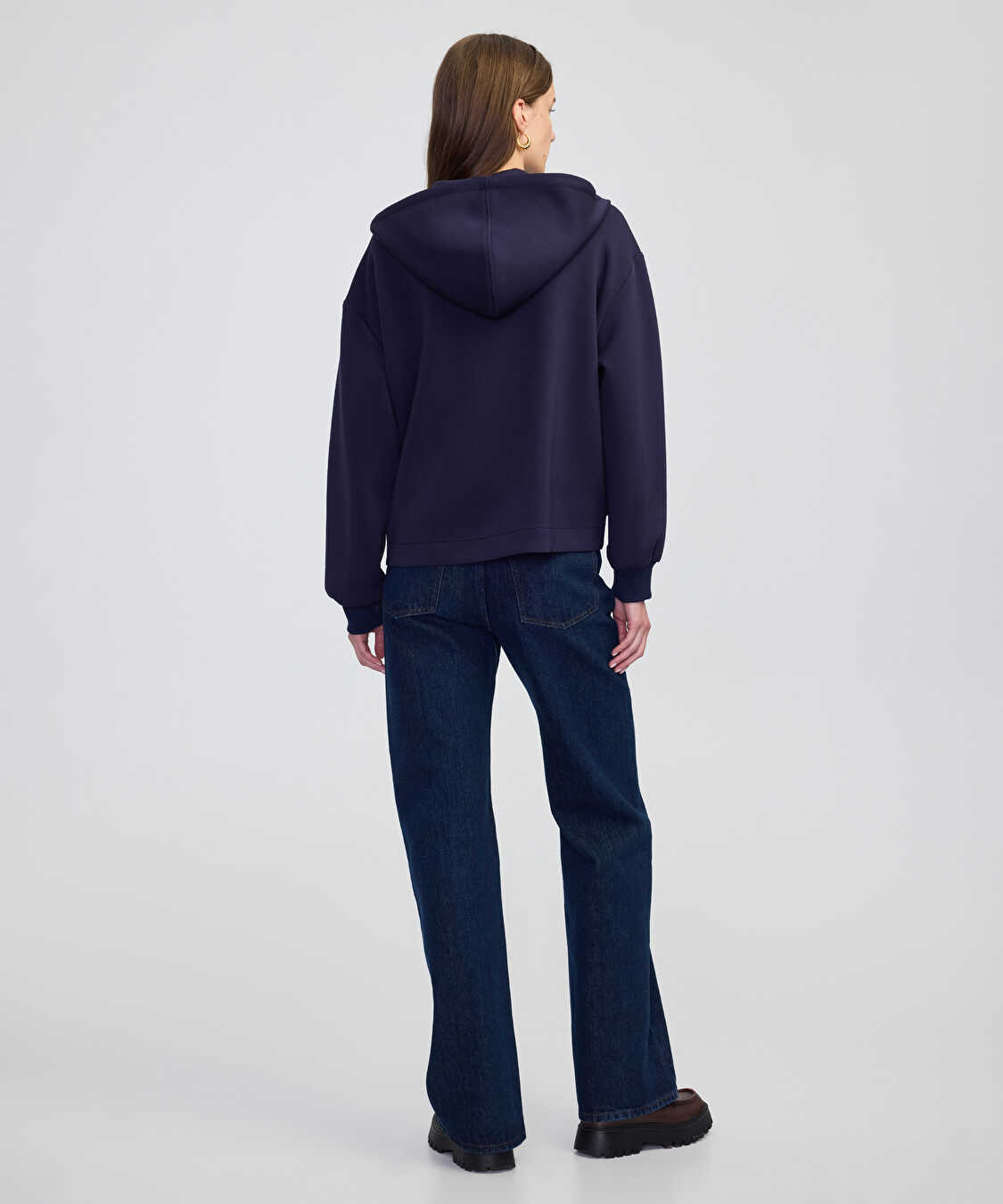 Triko mix kapüşonlu sweatshirt - IW6250091047015 - Lacivert Sweatshirt