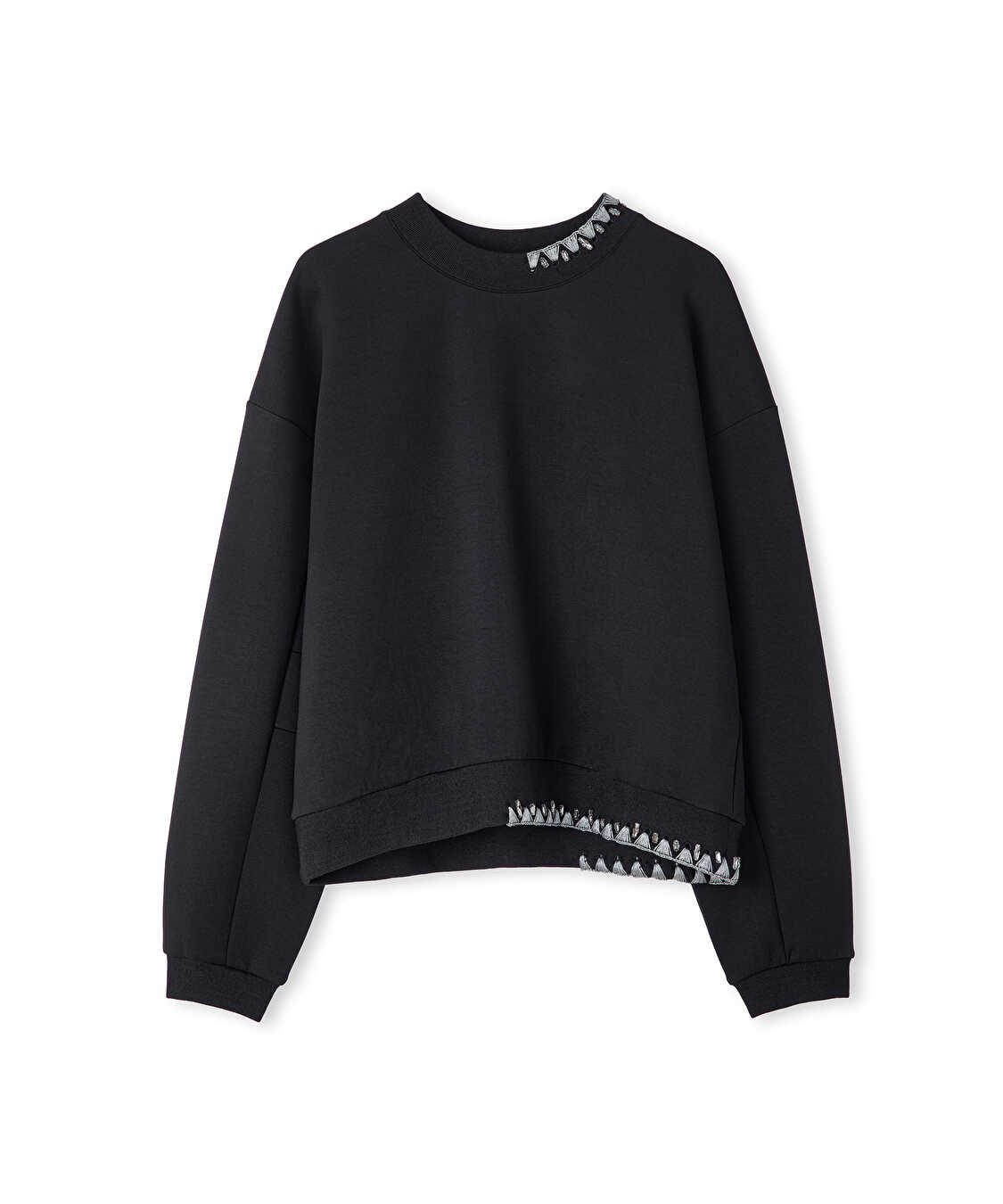 İşlemeli sweatshirt - IW6250091054001 - Siyah Sweatshirt