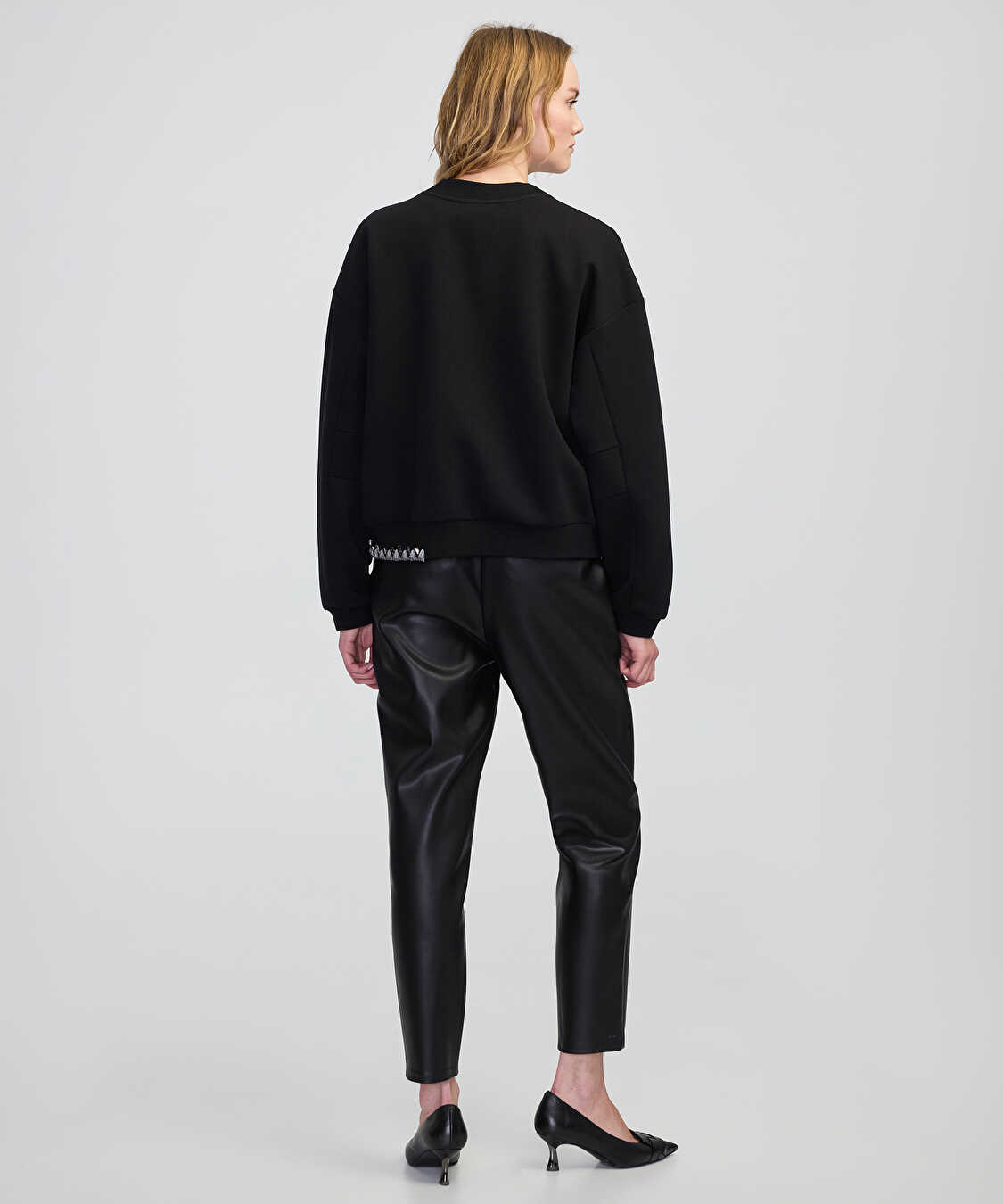İşlemeli sweatshirt - IW6250091054001 - Siyah Sweatshirt
