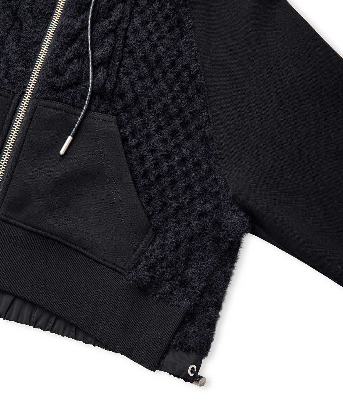 Kumaş mix ayarlanabilir bel sweatshirt - IW6250091060001 - Siyah Sweatshirt