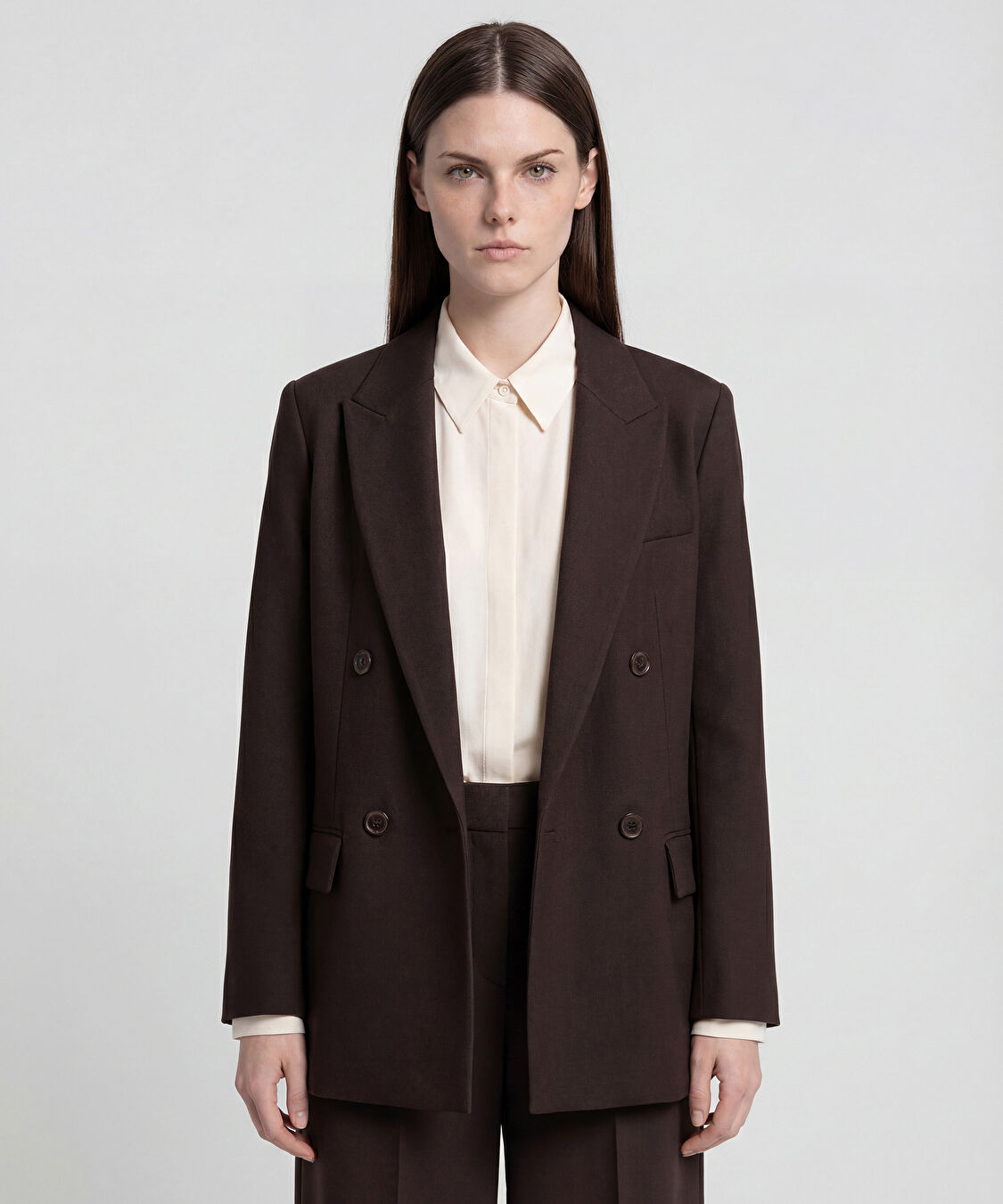 Vatkalı kruvaze blazer - IW6250106022074 - Kahverengi Blazer