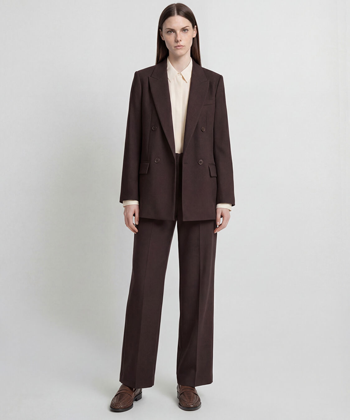 Vatkalı kruvaze blazer - IW6250106022074 - Kahverengi Blazer