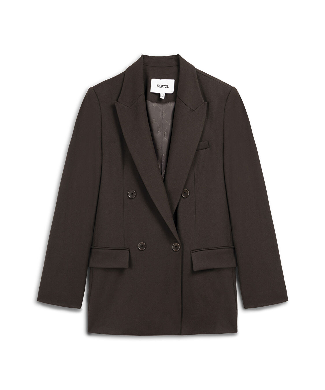 Vatkalı kruvaze blazer - IW6250106022074 - Kahverengi Blazer