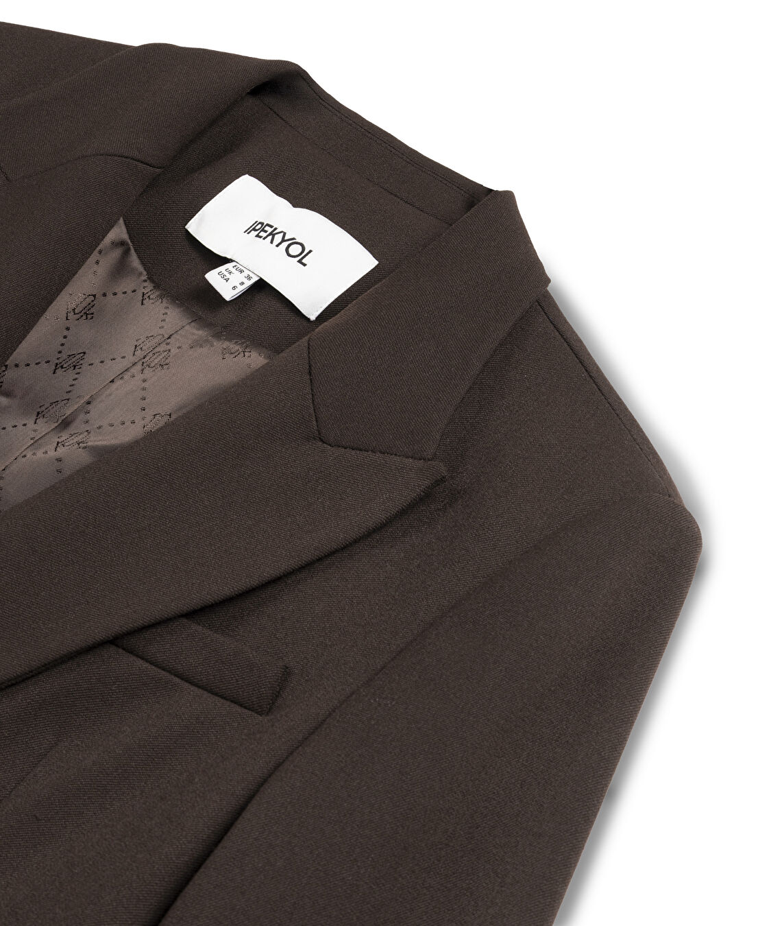 Vatkalı kruvaze blazer - IW6250106022074 - Kahverengi Blazer