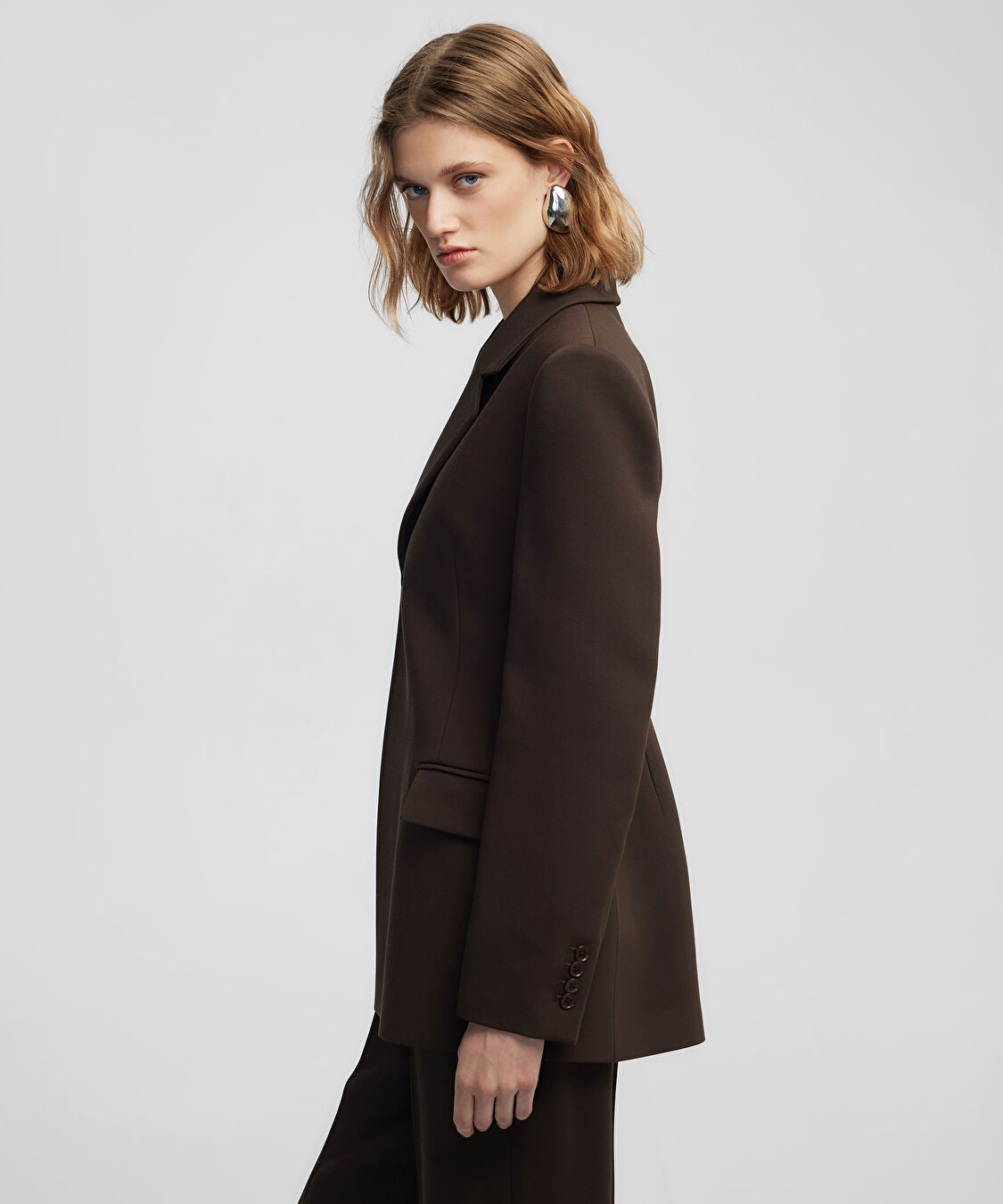 Vatkalı kruvaze blazer - IW6250106056074 - Kahverengi Blazer