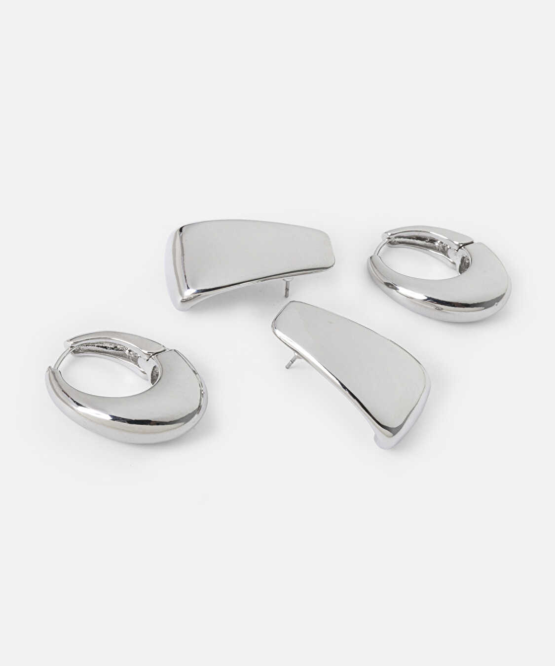 İkili metal küpe seti - IW6250068043122 - Gümüş Küpe