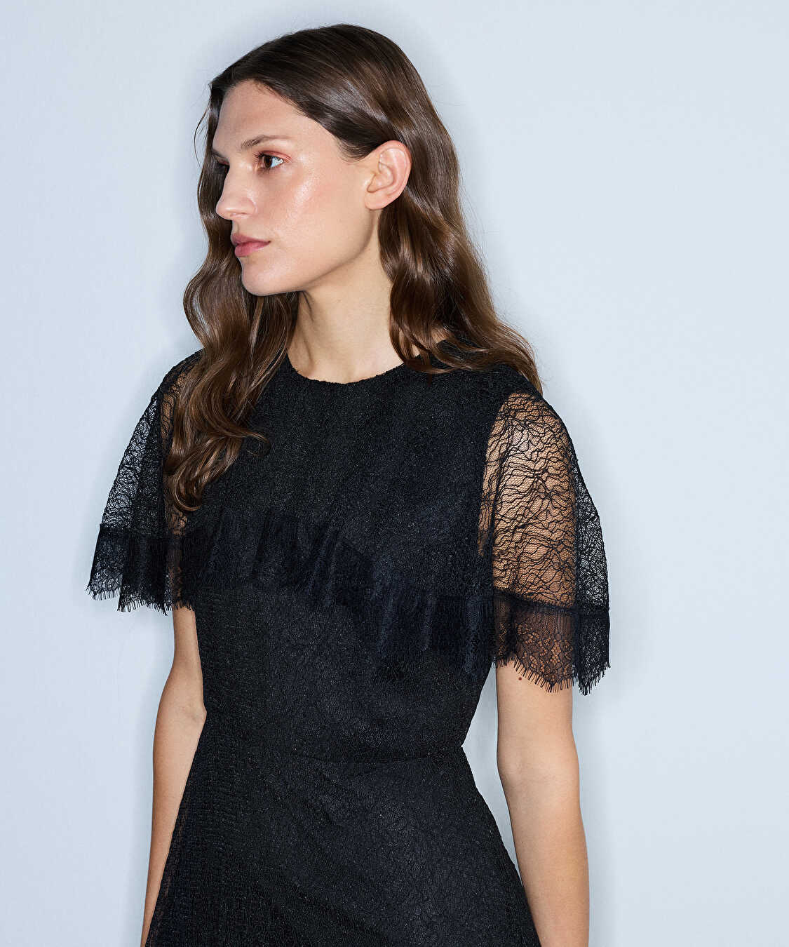 Dantel midi elbise - IW6260002149001 - Siyah Elbise