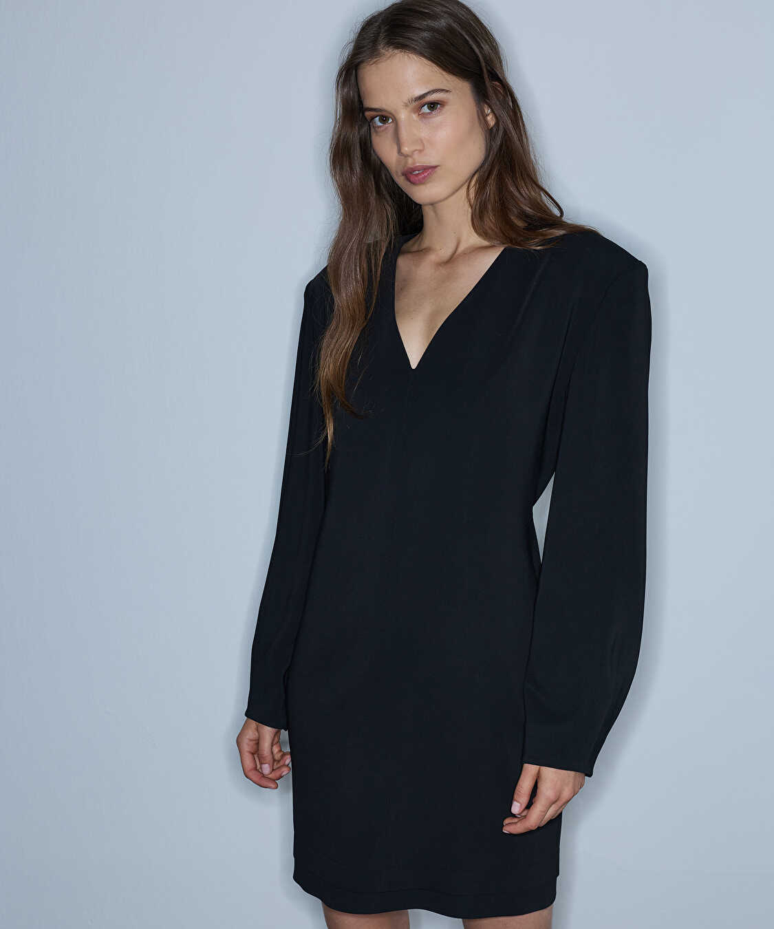 Vatkalı mini elbise - IW6260002151001 - Siyah Elbise