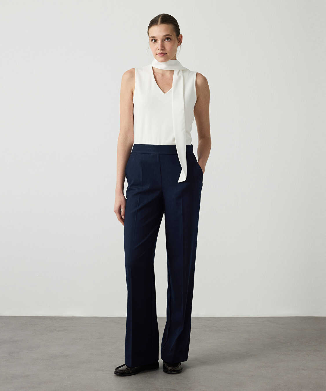 Cepli elastik bel pantolon - IW6260003107015 - Lacivert Pantolon