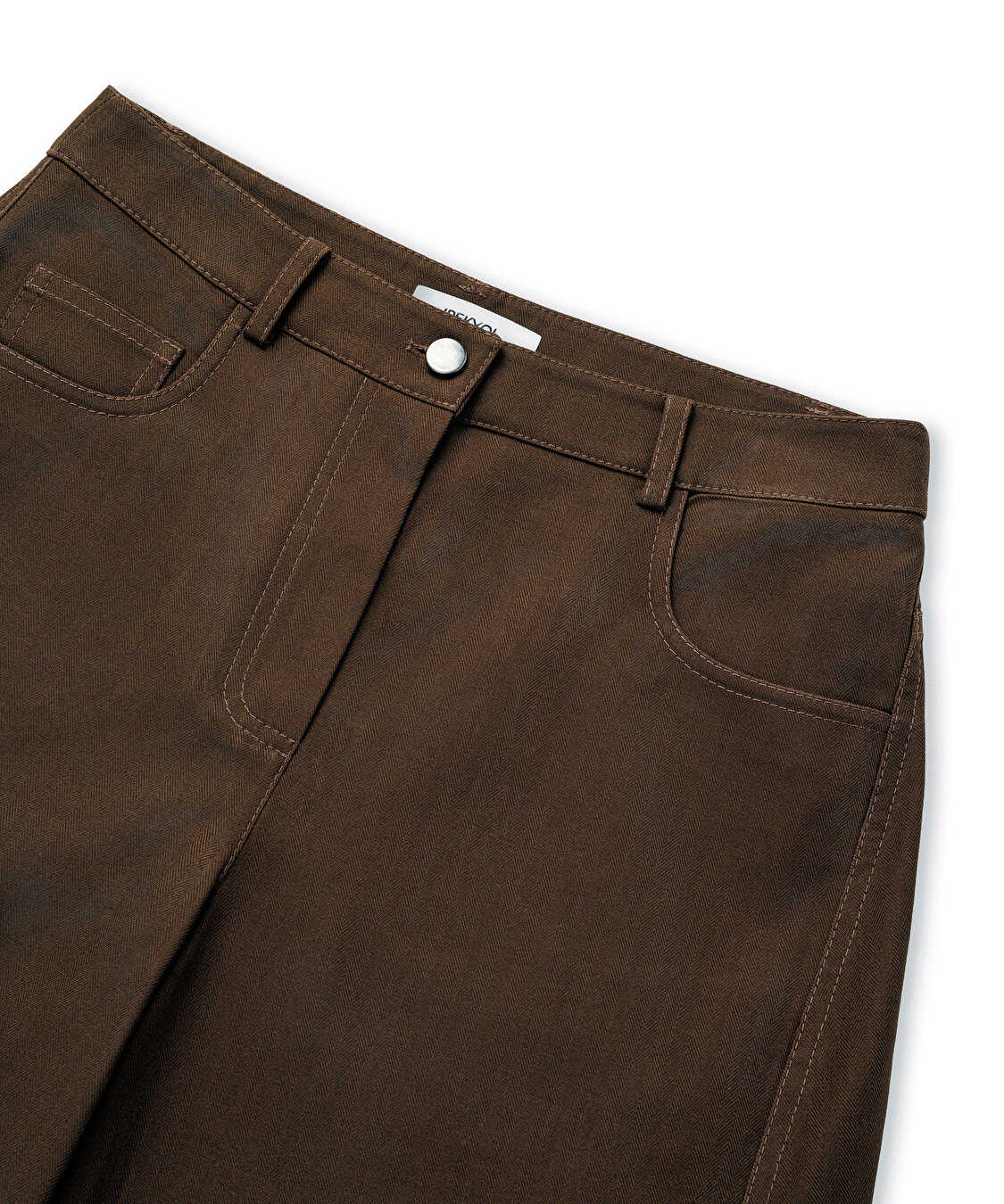 Dokulu barrel fit pantolon - IW6260003203074 - Kahverengi Pantolon