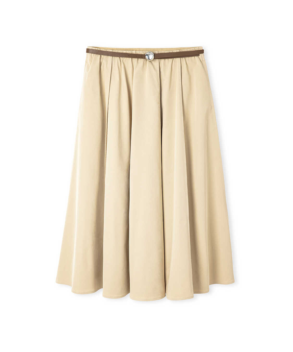 Kemerli midi etek - IW6260004136003 - Natürel Etek