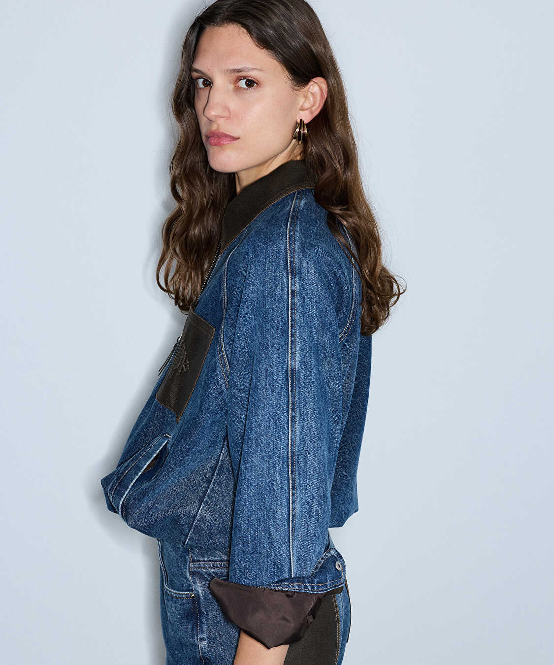 Kumaş mix denim ceket - IW6260005124629 - İndigo Ceket