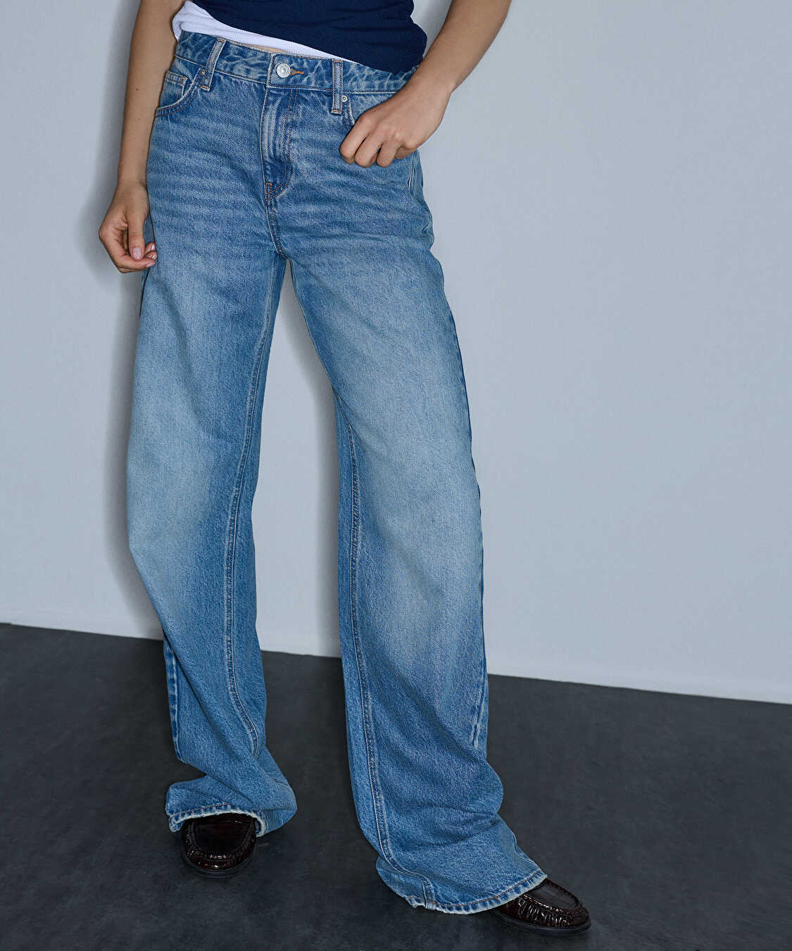 Wide leg jean pantolon - IW6260018015629 - İndigo Jean Pantolon