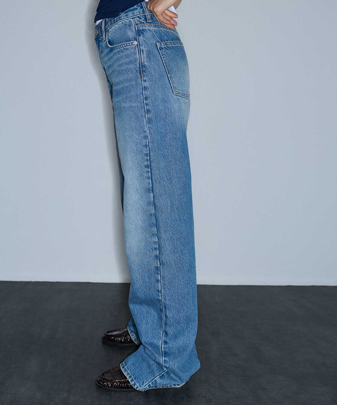 Wide leg jean pantolon - IW6260018015629 - İndigo Jean Pantolon