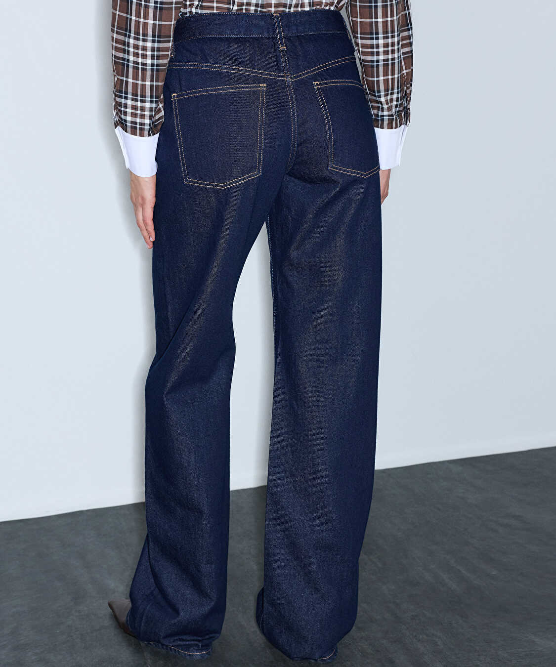 Kontrast dikişli jean pantolon - IW6260018016015 - Lacivert Jean Pantolon