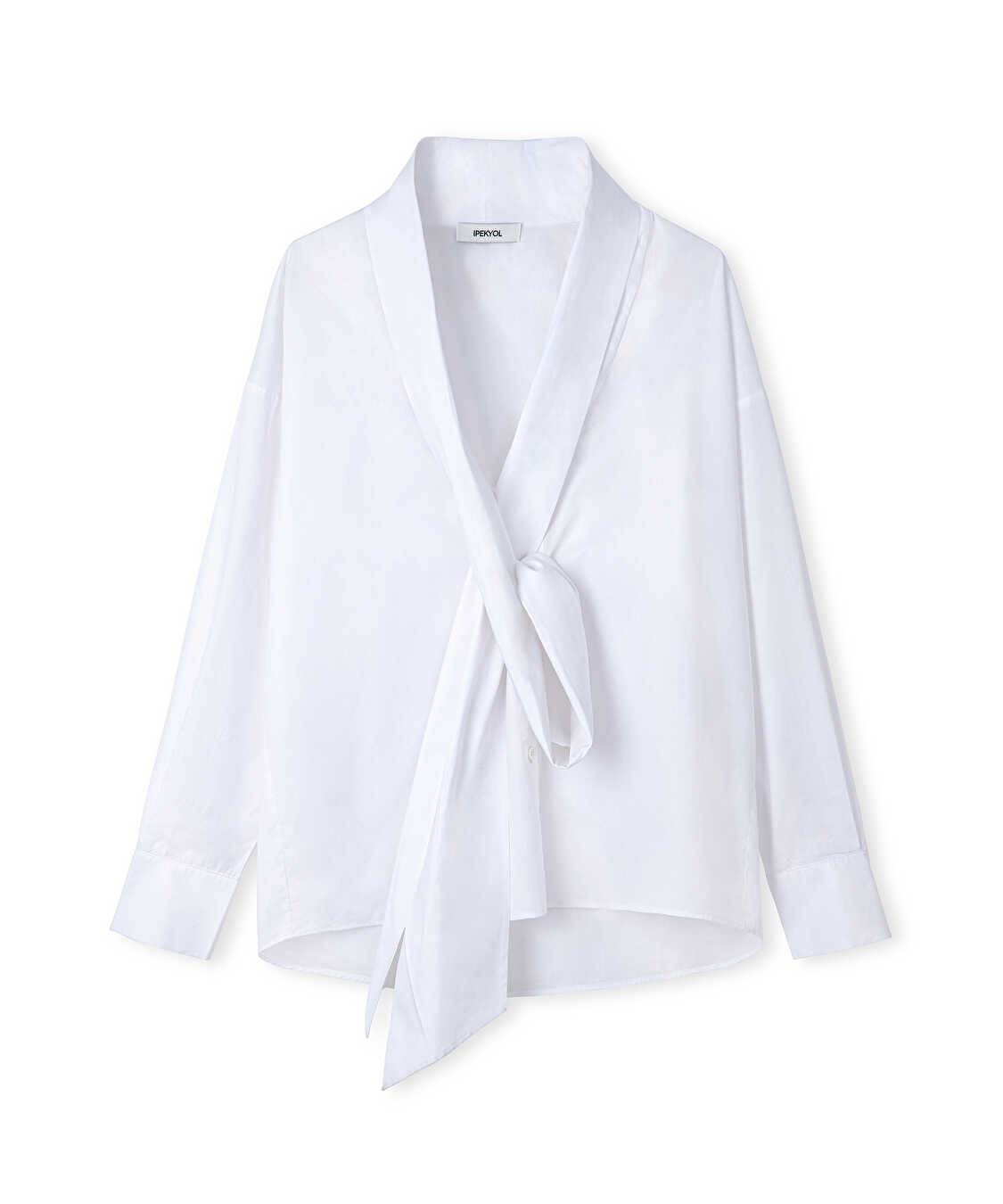 Bağlamalı poplin gömlek - IW6260025121002 - Beyaz GOMLEK