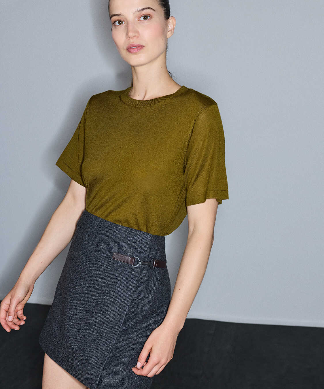 Yün içerikli basic triko - IW6260050045198 - Yağ Yeşili Triko