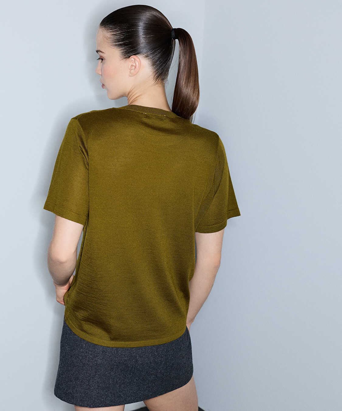 Yün içerikli basic triko - IW6260050045198 - Yağ Yeşili Triko