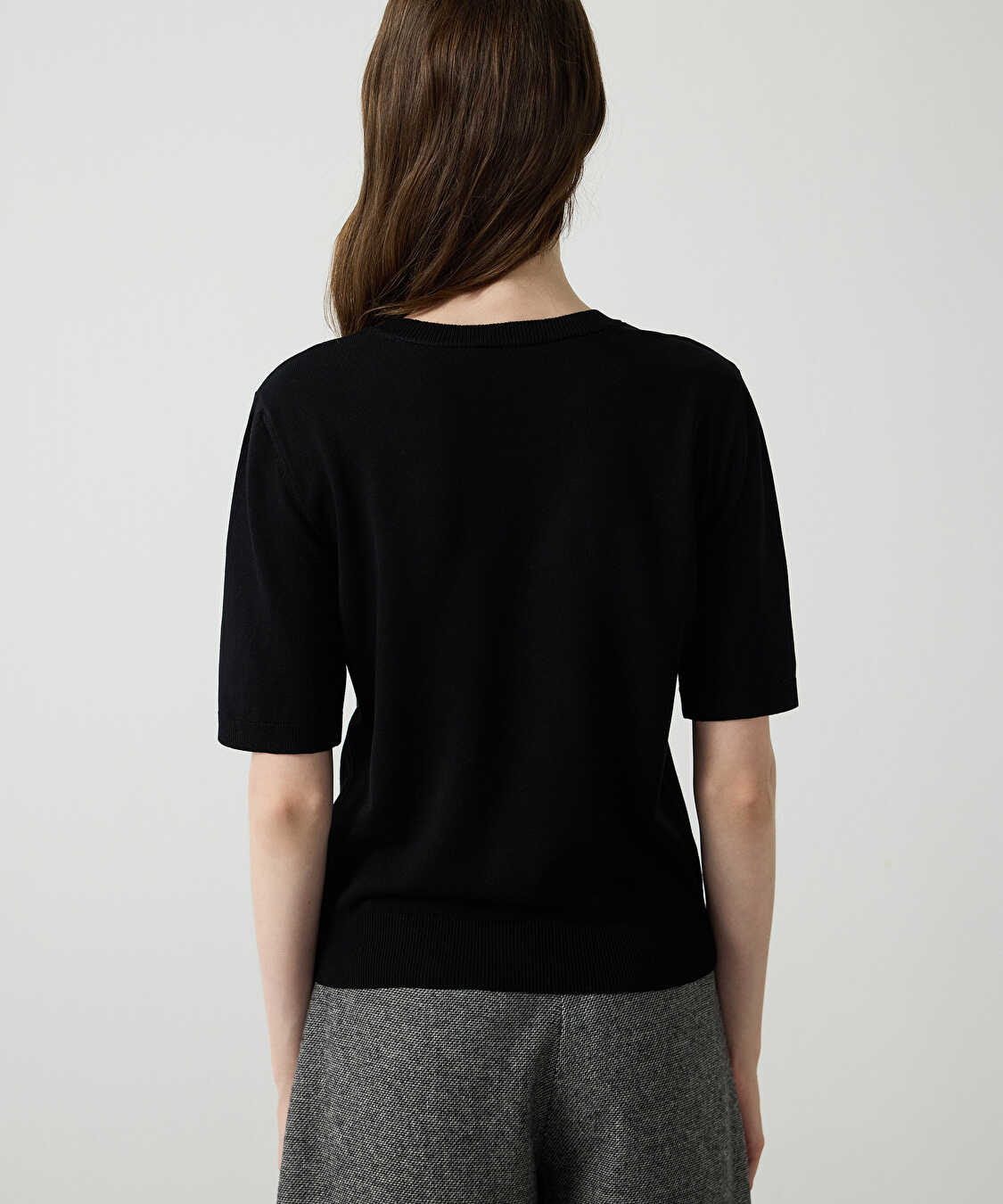 Bisiklet yaka basic triko - IW6260050126001 - Siyah Triko