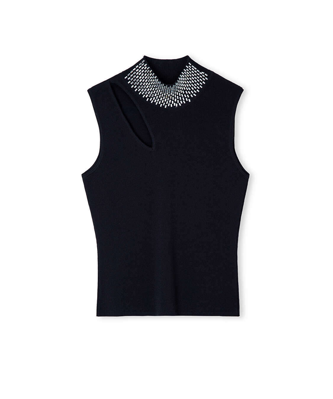 Hotfix baskılı cutout triko - IW6260050181001 - Siyah Triko