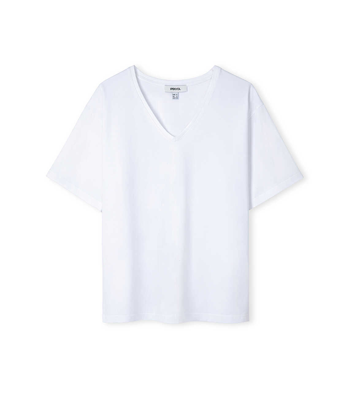 V yaka basic tişört - IW6260070138002 - Beyaz Tişört