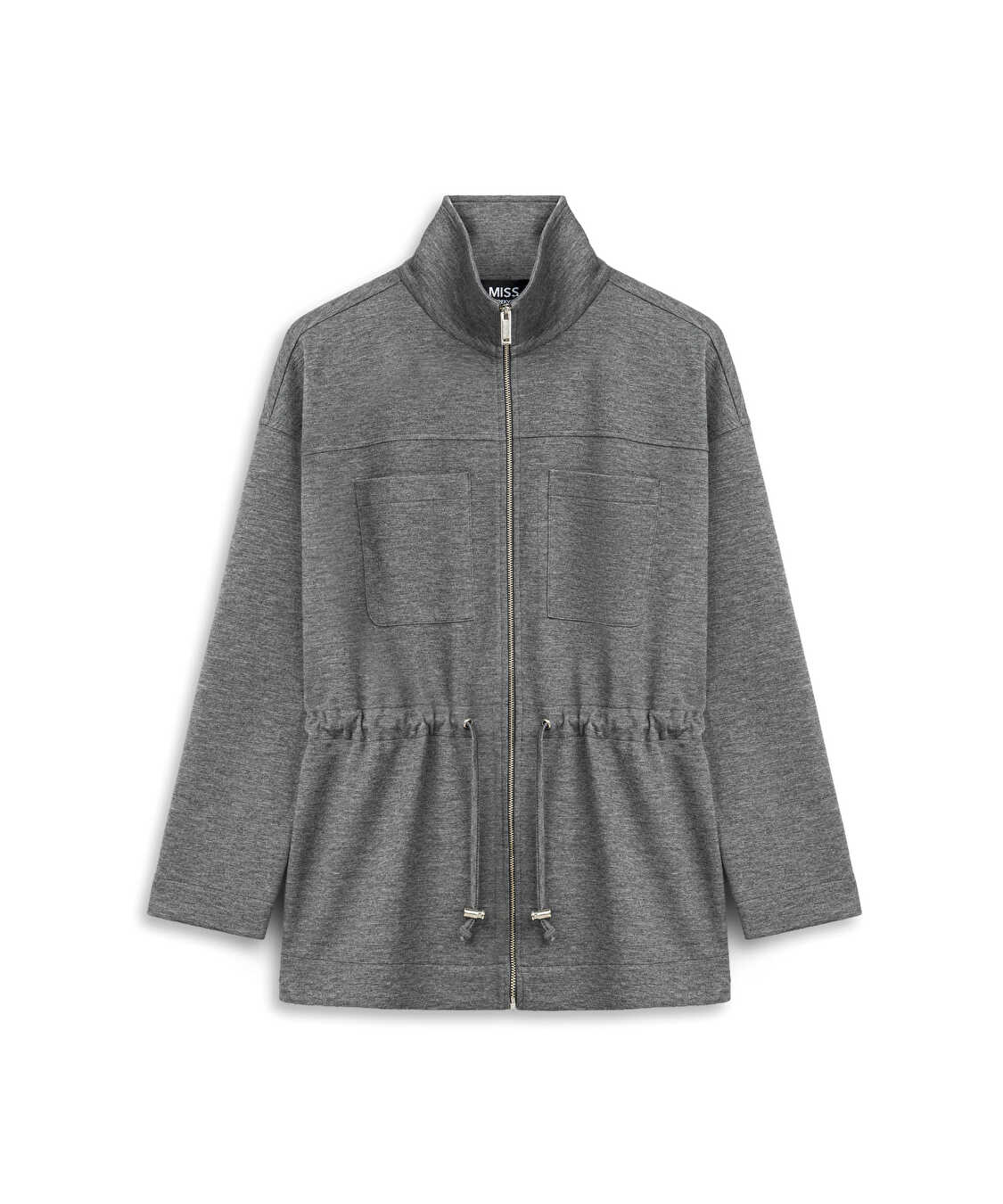 Ayarlanabilir bel dik yaka sweatshirt - IW6260091033005 - Gri Sweatshırt