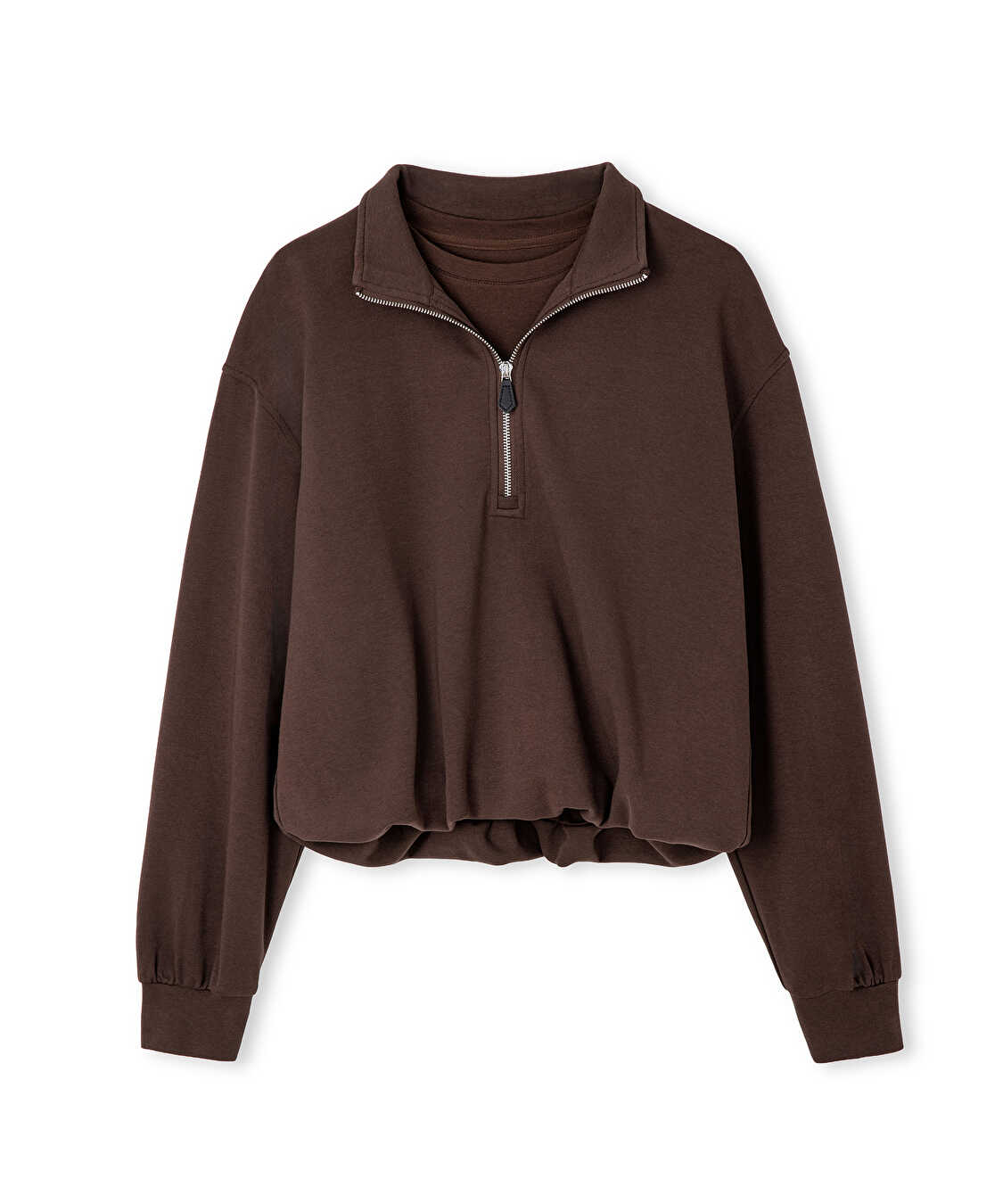 Çift parça görünüm sweatshirt - IW6260091112074 - Kahverengi Sweatshırt