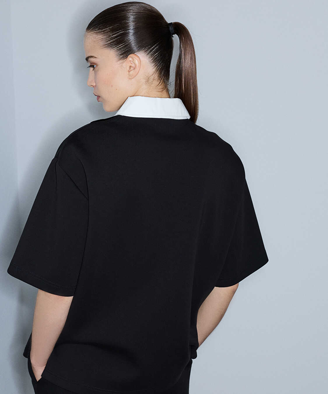 Kumaş mix colorblock sweatshirt - IW6260091124001 - Siyah Sweatshırt