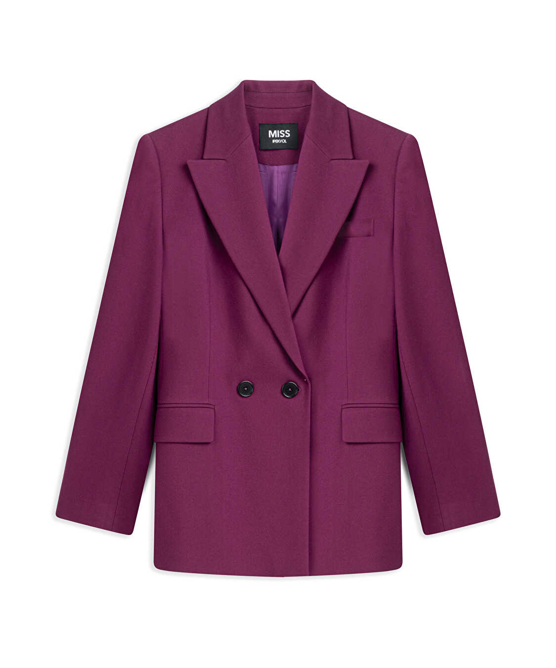Vatkalı kruvaze blazer - IW6260106105008 - Mürdüm Blazer