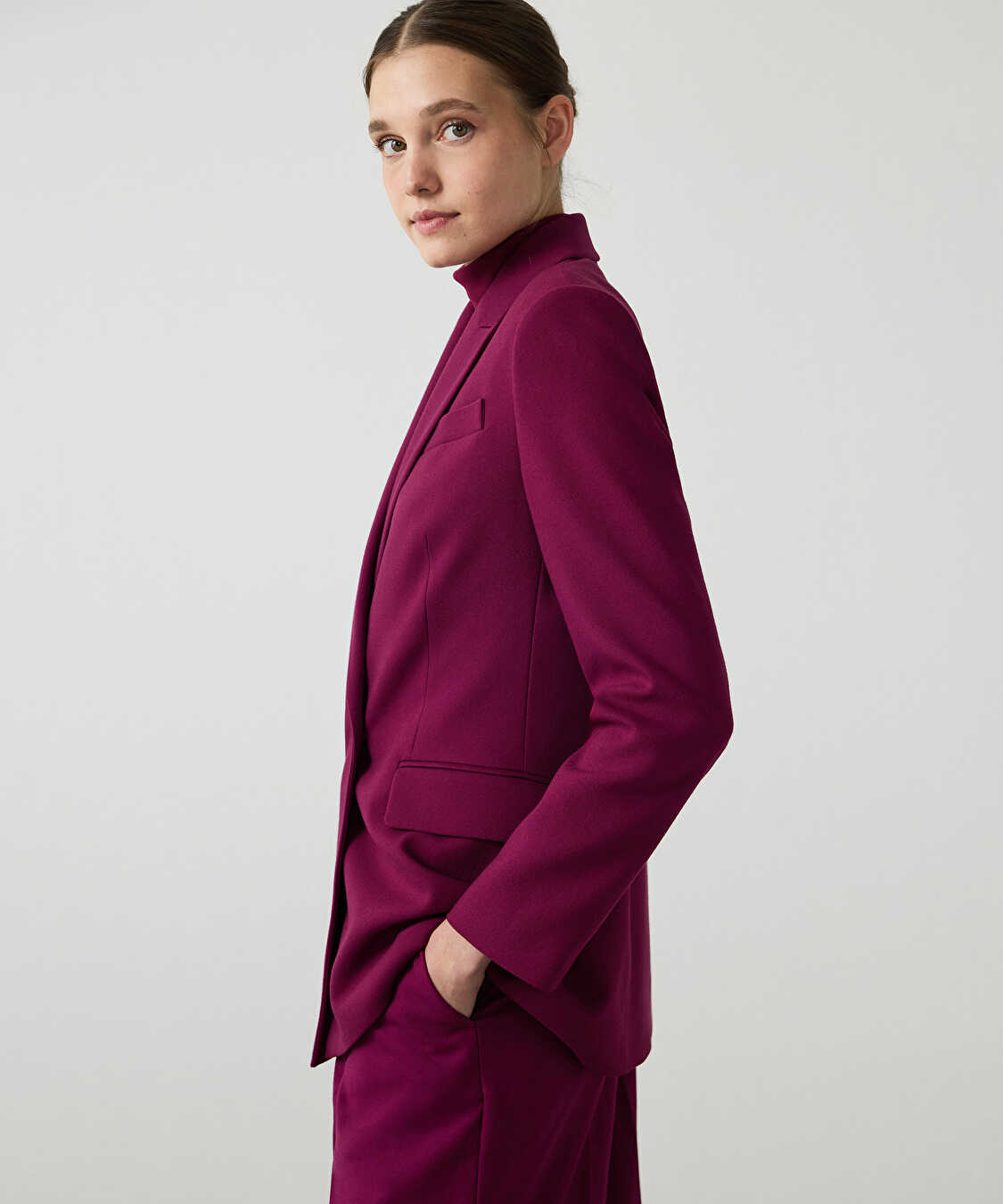 Vatkalı kruvaze blazer - IW6260106105008 - Mürdüm Blazer