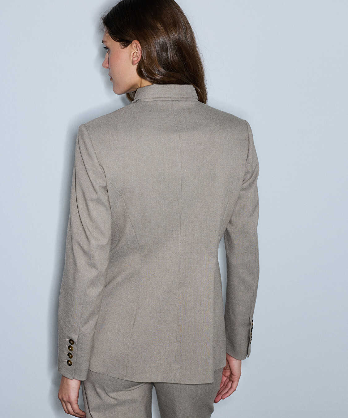 Yakası bağlamalı yün içerikli blazer - IW6260106109014 - Vizon Blazer