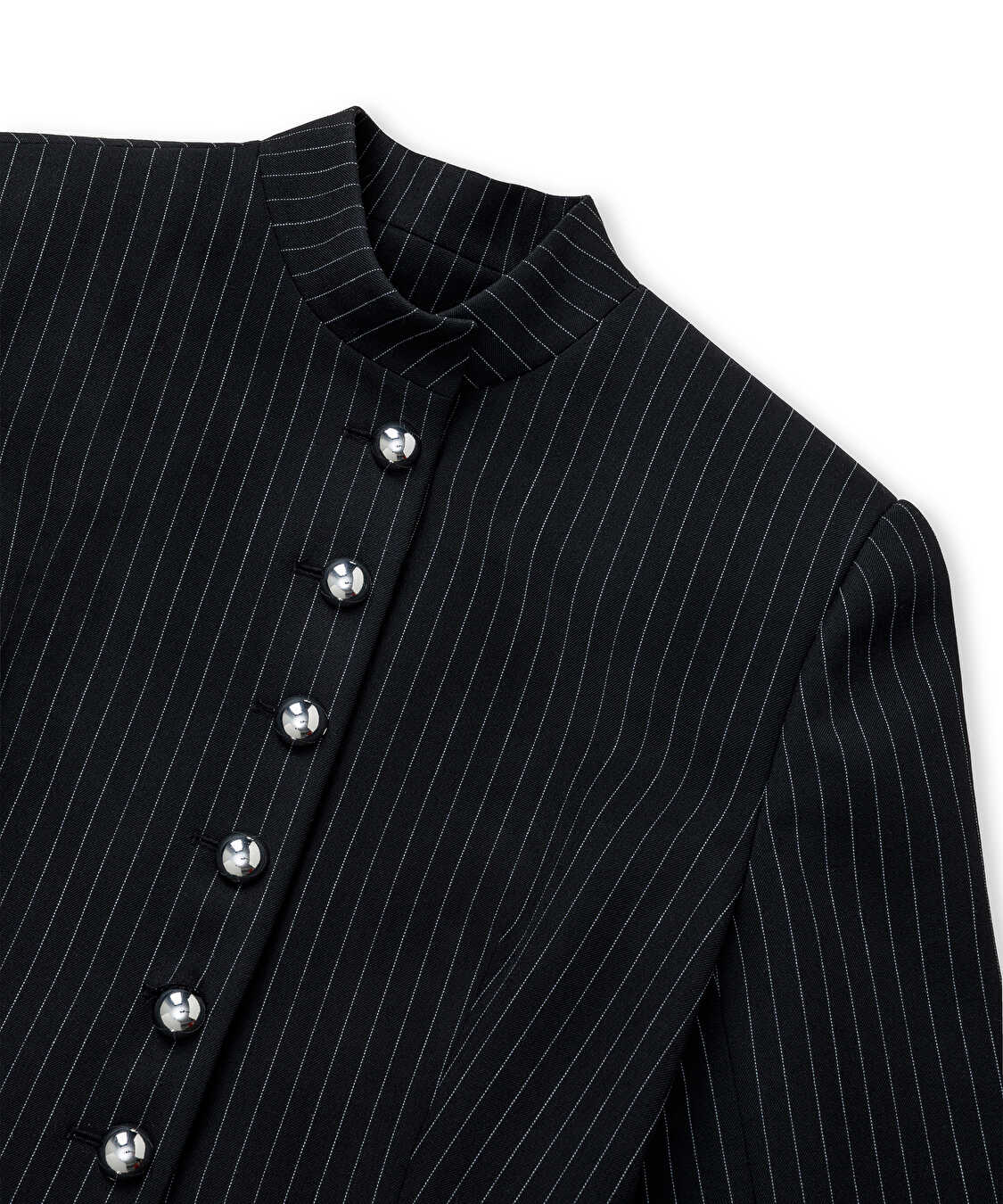 Çizgi desen yüksek yaka blazer - IW6260106122001 - Siyah Blazer