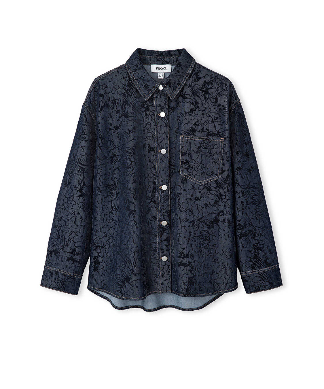 Denim görünümlü gömlek ceket - IW6260148015AC7 - Koyu İndigo Gömlek Ceket