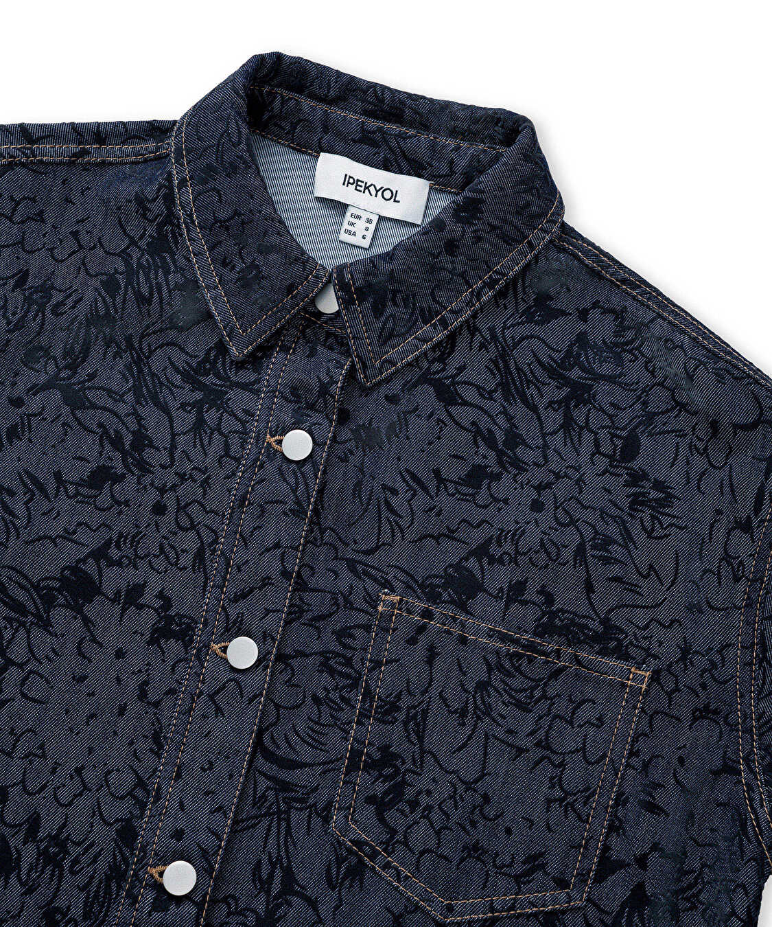 Denim görünümlü gömlek ceket - IW6260148015AC7 - Koyu İndigo Gömlek Ceket