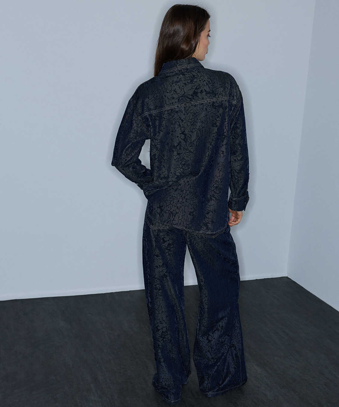 Denim görünümlü gömlek ceket - IW6260148015AC7 - Koyu İndigo Gömlek Ceket