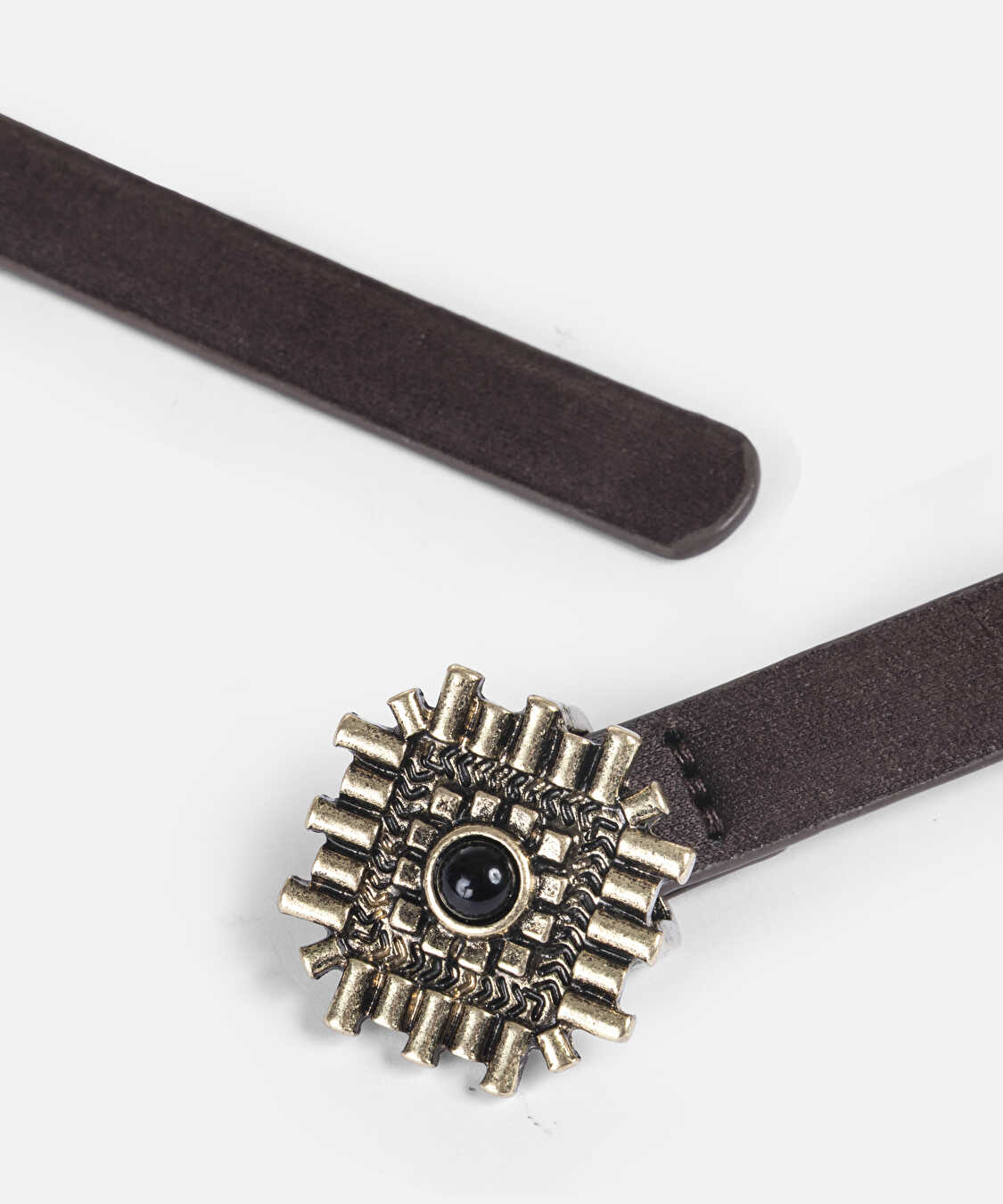 Kombine taşlı metal tokalı kemer - IW6260053029074 - Kahverengi Kemer