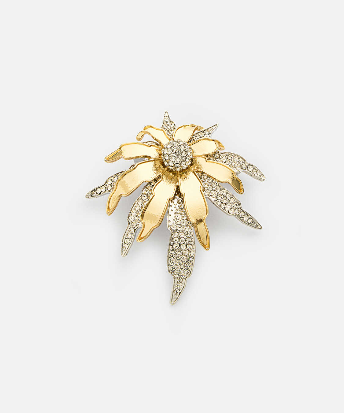 Strass taşlı çiçek broş - IW6260057006265 - Altın Broş
