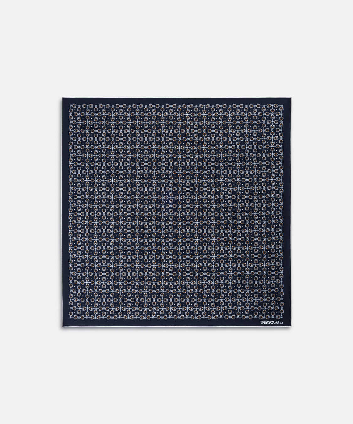 Desenli %100 ipek fular - IW6260065005015 - Lacivert Şal ve Fular