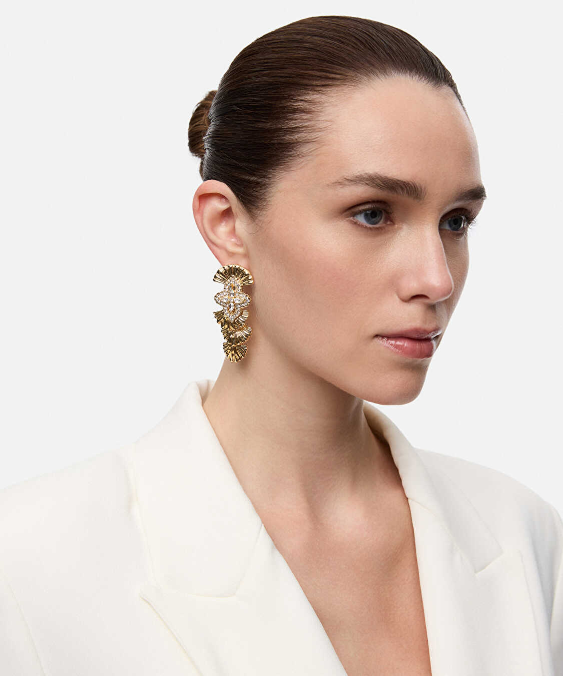 Çok parçalı strass taşlı küpe - IW6260068033265 - Altın Küpe